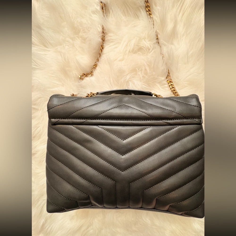 Large Yves Saint Laurent Black and Gold Quilted Shoulder Bag large - Picture 4 of 16